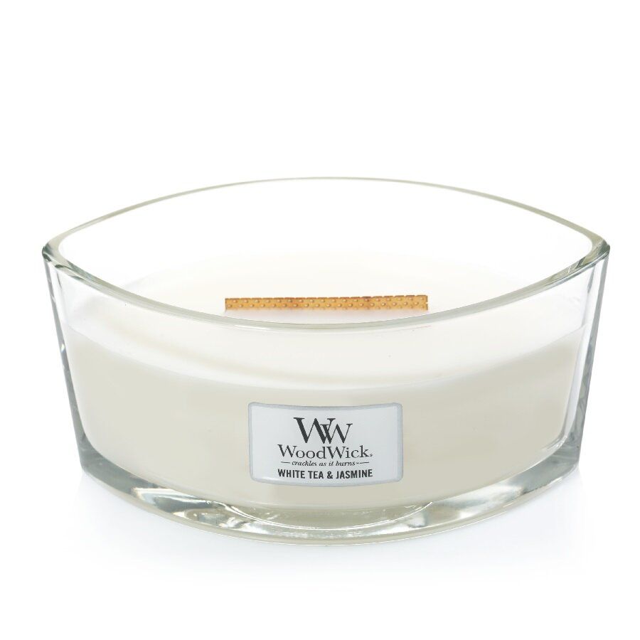 Ароматична свічка з ароматом жасмину Woodwick Ellipse White Tea & Jasmine 453 г